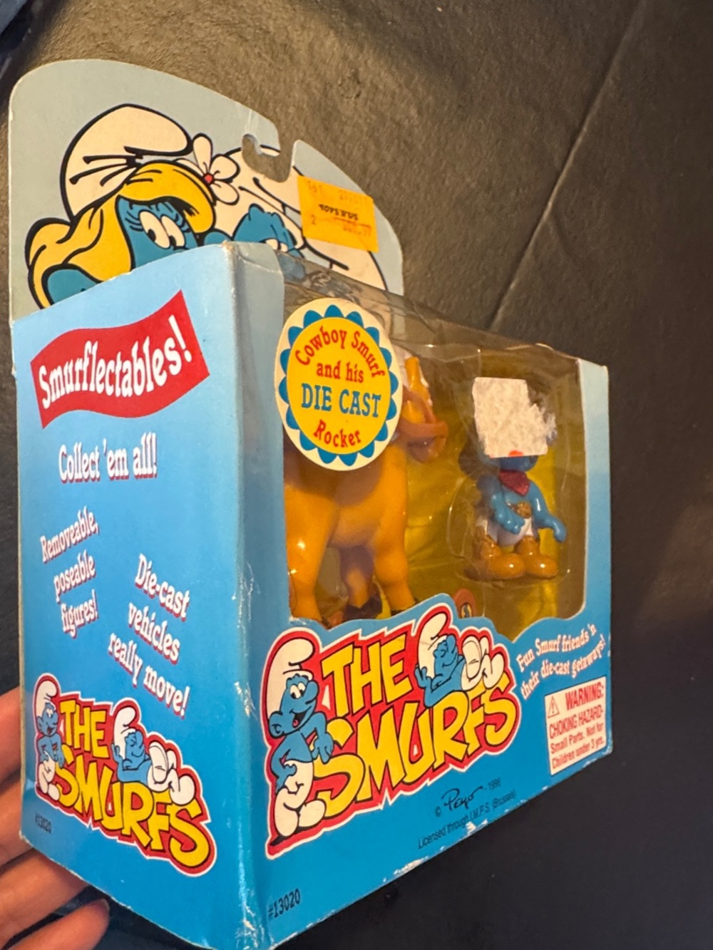 The Smurfs Cowboy Smurf figure with Die-Cast  Horse vintage - Picture 2 of 4